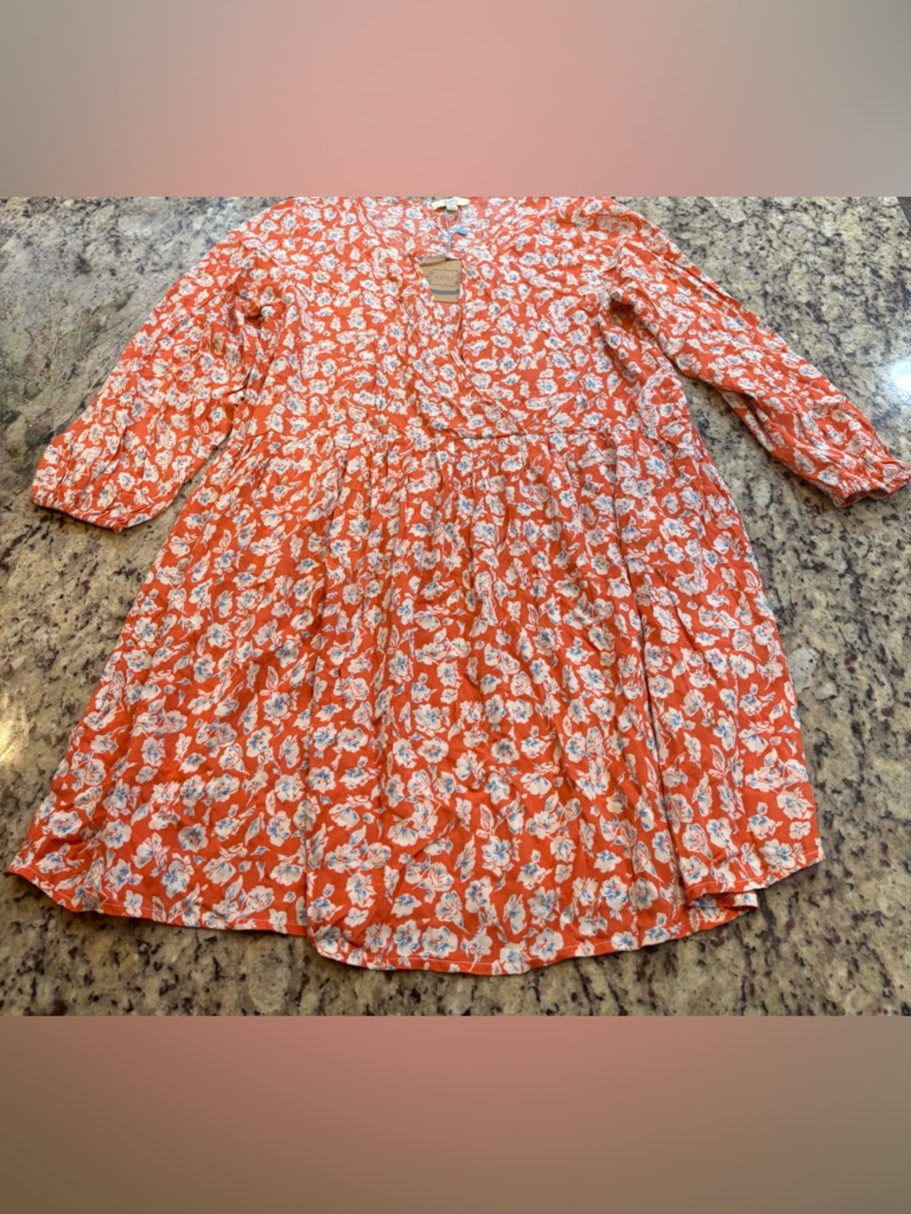 Kori Orange and White Floral Mini Dress